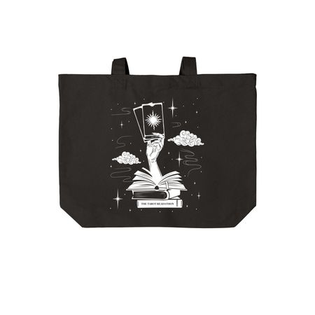 Tarot Tote ?, a Deep Black Cotton Canvas Tote Bag