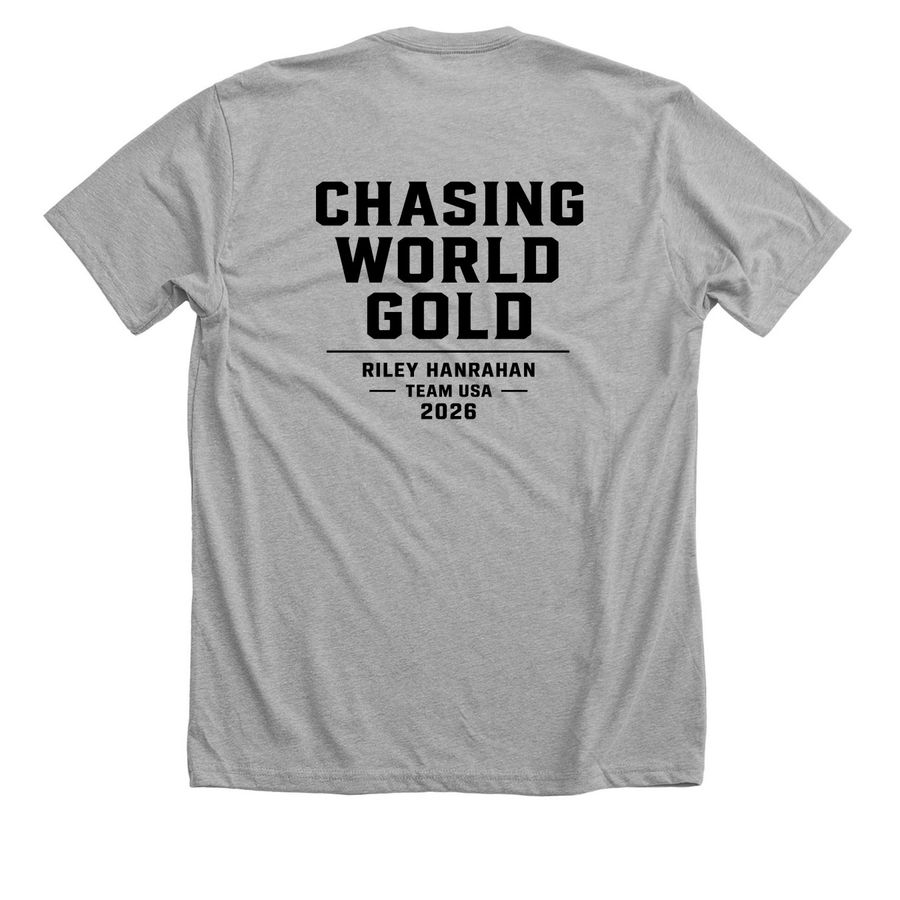 Riley is going to Worlds!&nbsp;, a Athletic Heather Premium Unisex Tee (back-view)