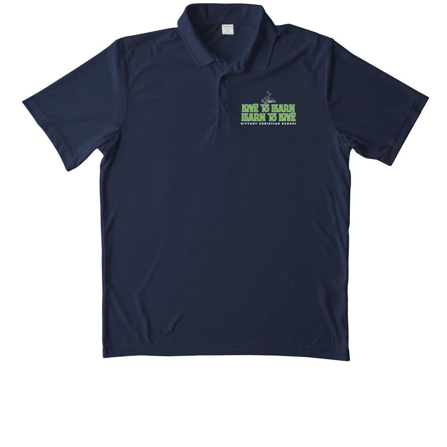 Love to Learn, Learn to Love Polos, a True Navy Unisex Performance Polo
