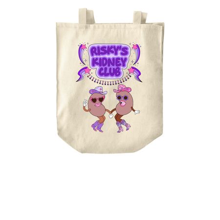 "Riskey's Kidney Club" Canvas Tote Bag, a Natural Over-the-Shoulder Shopping Tote Bag