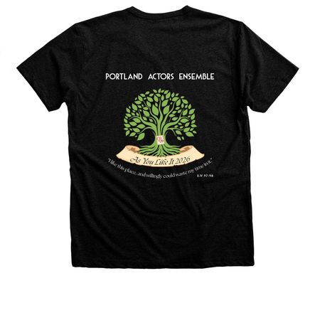 As You Like It 2026 Shirts, a Black Heather Premium Unisex Tee (back-view)