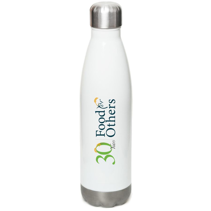 30th Anniversary Water Bottle, a White Stainless Steel Water Bottle