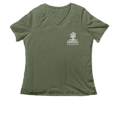 Friends of Prescott Public Library Shirts, a Military Green Women's Relaxed V-Neck Tee