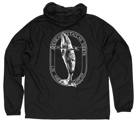 Whale Conservation Windbreaker!, a Black Quarter-Zip Windbreaker (back-view)