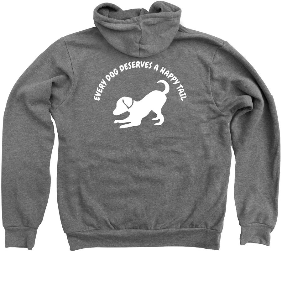 Happy Tail Jacket, a Deep Heather Zip Up Hoodie (back-view)