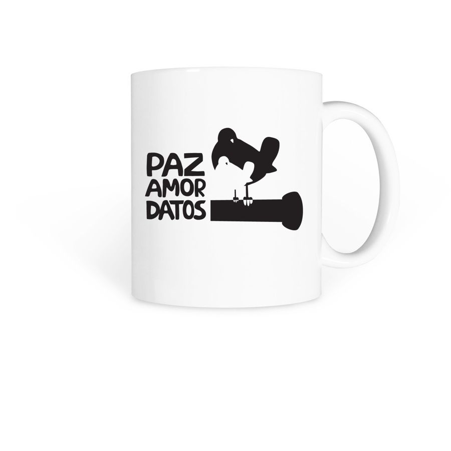 Paz/Amor/Datos Mug, a White Coffee Mug