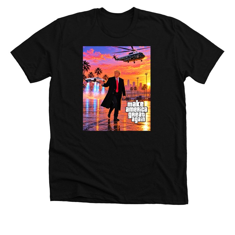 Make America Great Again Flying Cars Before, a Solid Black Blend Premium Unisex Tee