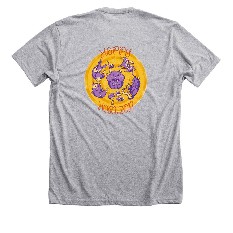 Happy Horizon "Power in Pocket Pets", a Athletic Heather Premium Unisex Tee (back-view)