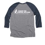 Rescue Animals Like a Boss, a Vintage Navy and Premium Heather 3/4 Sleeve Baseball Tee (back-view)