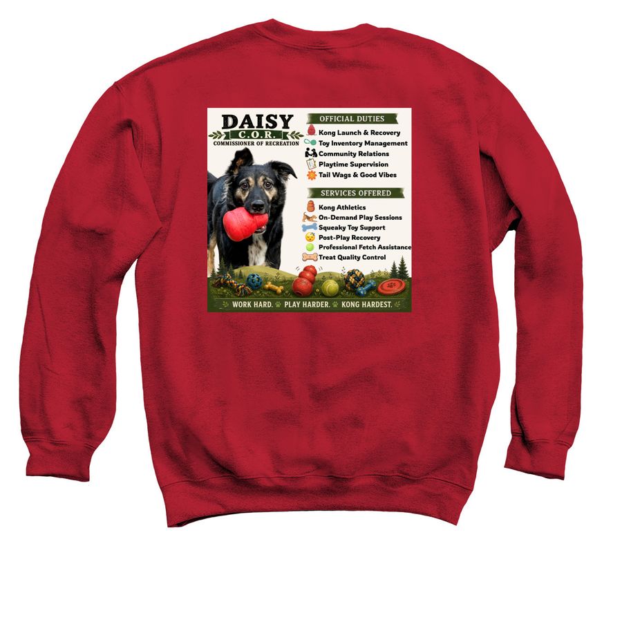 Bark & Branch Orchard, a Cardinal Red Crewneck Sweatshirt (back-view)