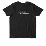 BKMN: Trans Rights Are Human Rights, a Black Stanley/Stella Unisex Rocker Tee (back-view)
