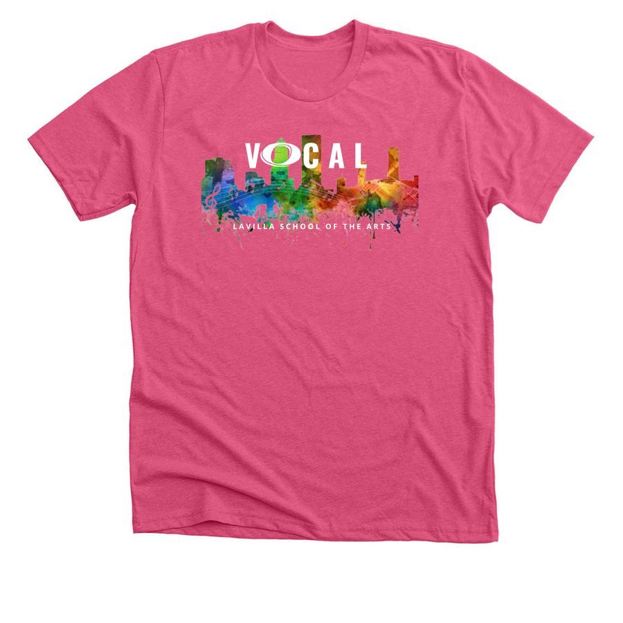 LaVilla Vocal, Jax Skyline T-Shirt, a Heather Charity Pink Premium Unisex Tee