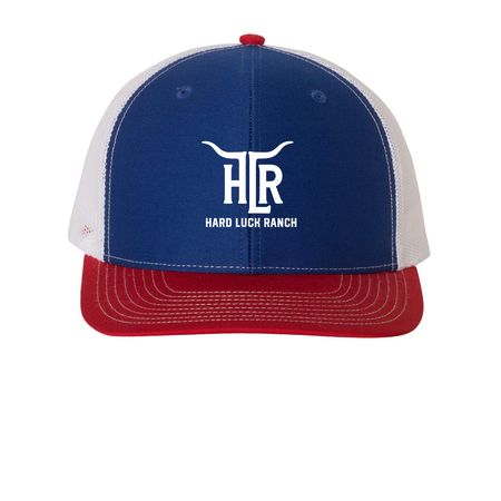 Hard Luck Ranch&nbsp;, a Royal/ White/ Red Printed Snapback Trucker Cap