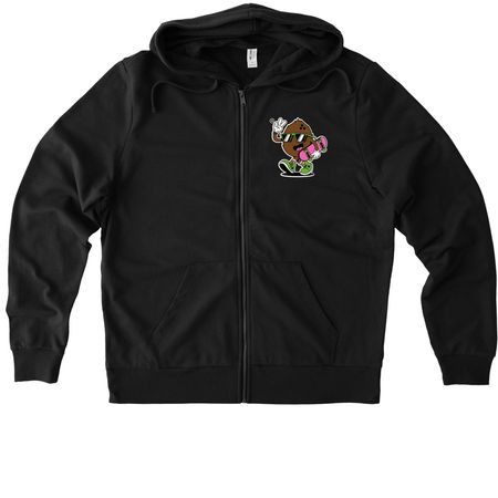 Coconuts & Bolts (Front and Back Design), a Deep Black Allmade Organic French Terry Zip Up Hoodie