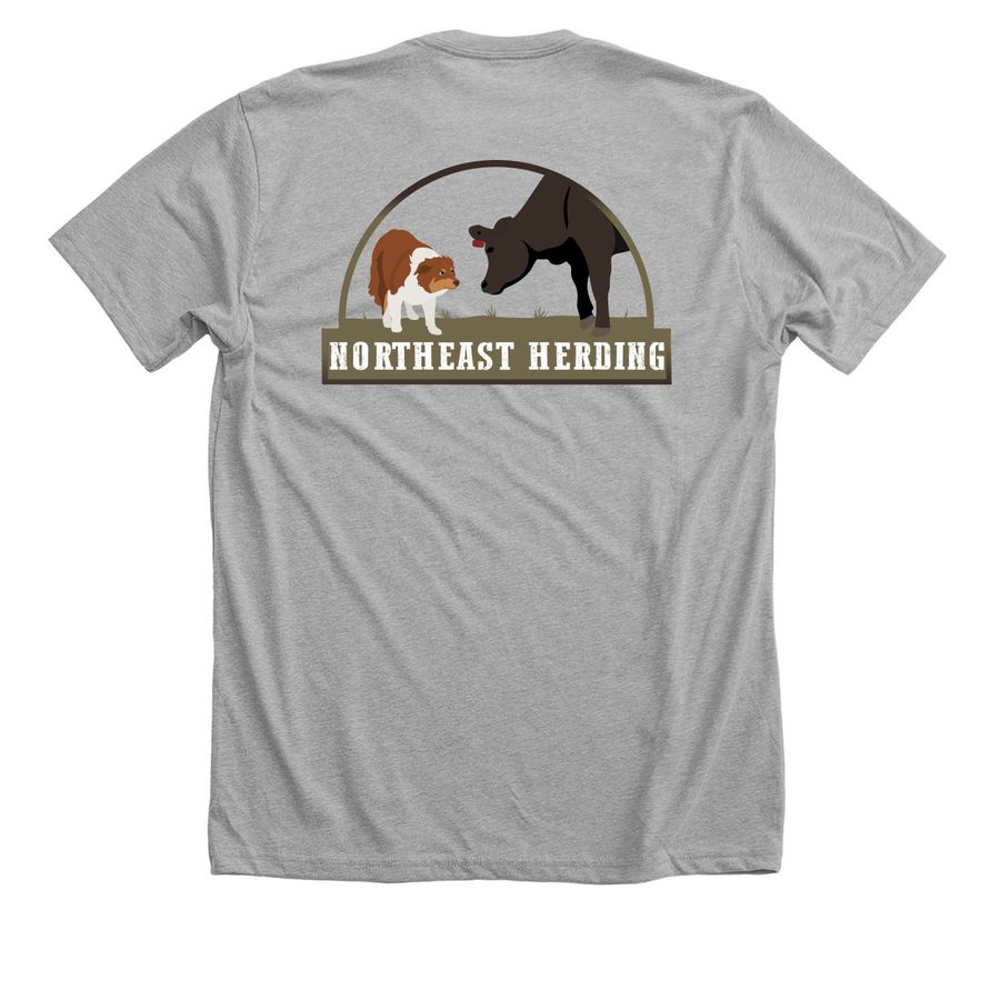 NE Herding - Aussie, a Athletic Heather Premium Unisex Tee (back-view)