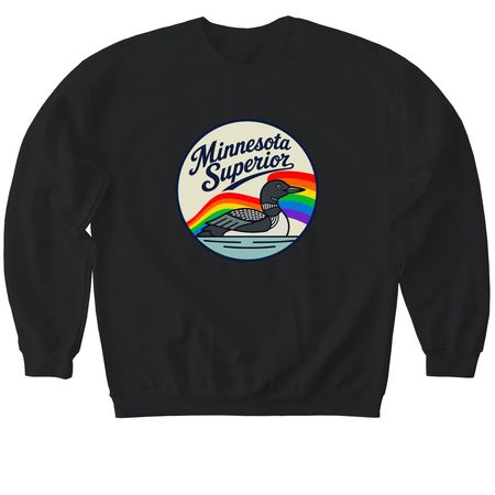 Minnesota Superior, a Black Softstyle Crewneck Sweatshirt