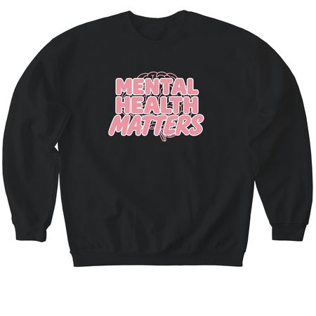 Mental Health Matters, a Black Softstyle Crewneck Sweatshirt