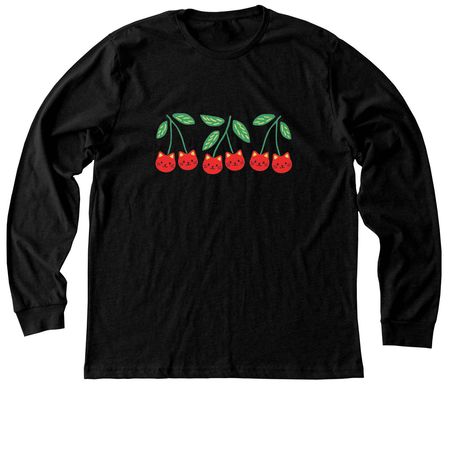 Cherry cats!, a Black Heather Premium Long Sleeve Tee