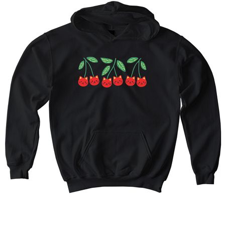 Cherry cats!, a Black Softstyle Youth Pullover Hoodie