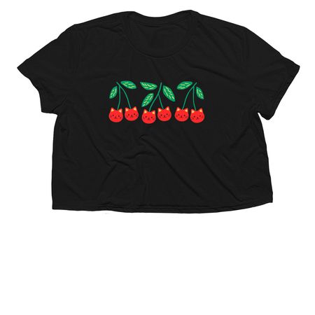 Cherry cats!, a Black Women?s Flowy Cropped Tee
