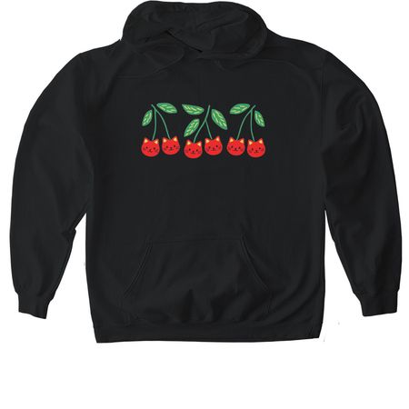 Cherry cats!, a Black Gildan Softstyle Pullover Hoodie