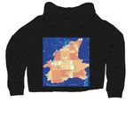FOTR Watershed Map - White Logo, a Black Women?s Lightweight Cropped Hoodie (back-view)