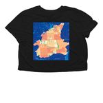 FOTR Watershed Map - White Logo, a Black Women?s Flowy Cropped Tee (back-view)
