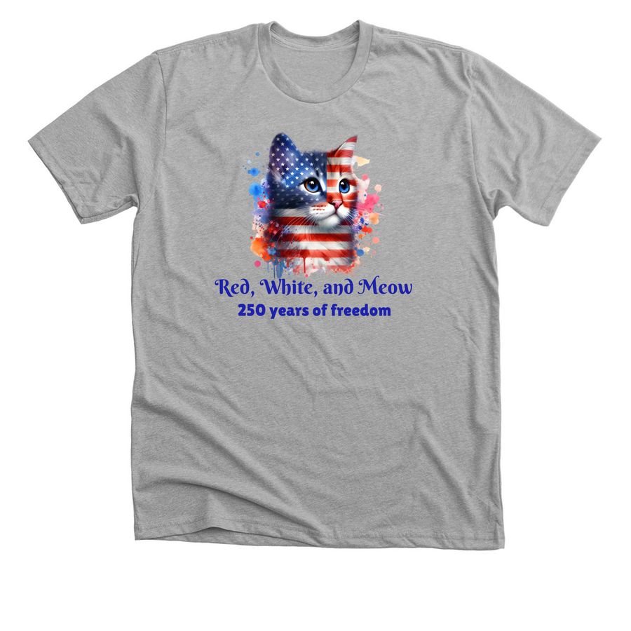 Red, White, and Meow!, a Athletic Heather Premium Unisex Tee