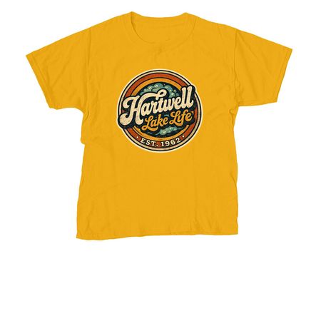 Hartwell Lake Life Cares, a Gold Youth Unisex Tee