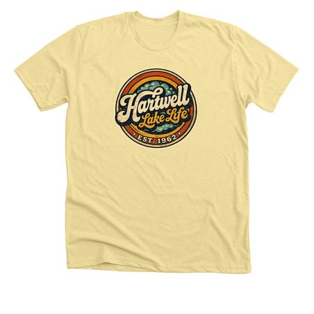 Hartwell Lake Life Cares, a Heather French Vanilla Premium Unisex Tee