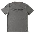 RAS - small color logo, a Ash Grey Allmade Heavyweight Recycled Cotton Tee (back-view)