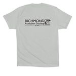 RAS - small color logo, a Silver Premium Cotton Tee (back-view)