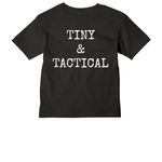 Tiny & Tactical (Youth & Adult), a Black Youth Heavyweight Tee (back-view)