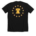 AMERICA 250 - LIBERTY BELL&nbsp;- APPAREL, a Solid Black Blend Premium Unisex Tee (back-view)