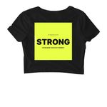 CPF/STRONG, a Black Women's Fitted Cropped Tee (back-view)