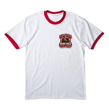 Mac 2?s to Firehouse #2, a White/ Red Cotton Ringer Tee