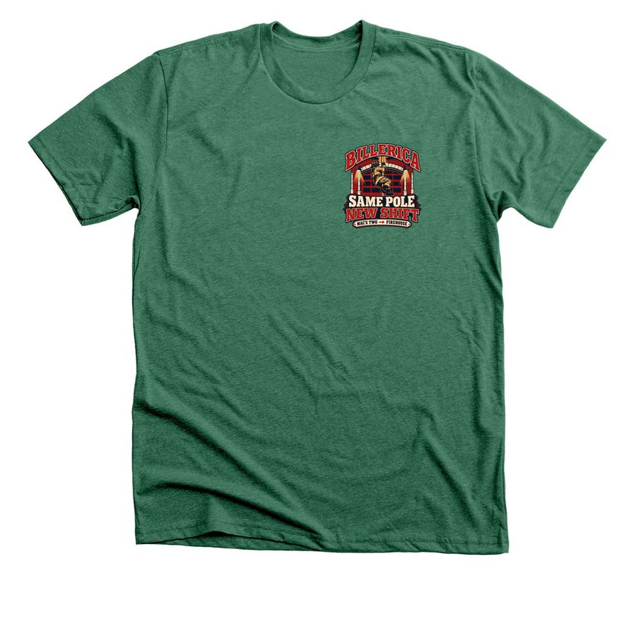 Mac 2?s to Firehouse #2, a Heather Grass Green Premium Unisex Tee