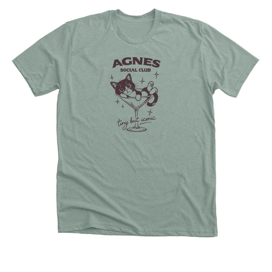 Agnes The Little Lady Merch, a Heather Sage Premium Unisex Tee