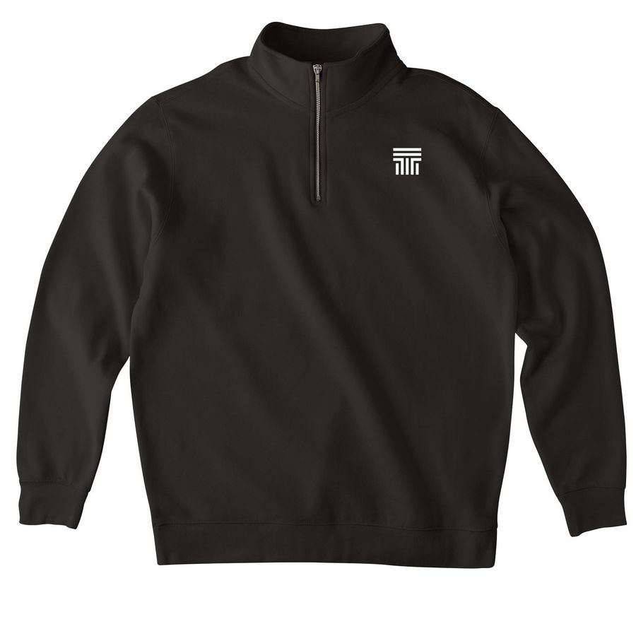 Quarter Zip Sporty Pullover, a Black Midweight Quarter Zip Pullover