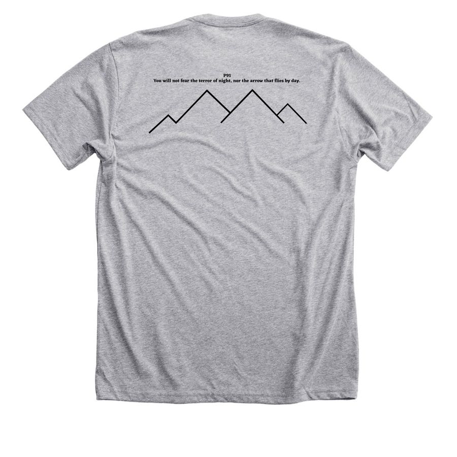 Fallen World Tee, a Athletic Heather Premium Unisex Tee (back-view)