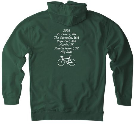 '26 Ride Destinations (2-sided), a Alpine Green Heavyweight Pullover Hoodie