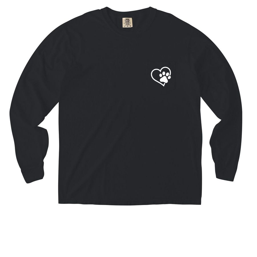 Pocket of Love!, a Black Comfort Colors Long Sleeve Pocket Tee