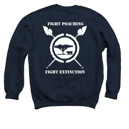 Fight Poaching Fight Extinction, a Navy Crewneck Sweatshirt