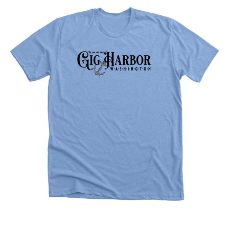 Anchored in Gig Harbor, a Heather Carolina Blue Premium Unisex Tee