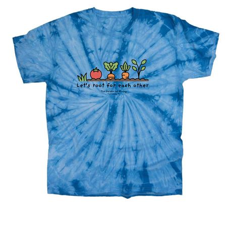Let's Root for Each Other, a Baby Blue Classic Tie Dye Tee