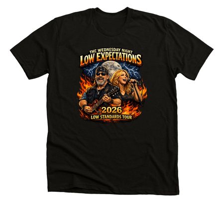 The Wednesday Night Low Expectations, a Solid Black Blend Premium Unisex Tee