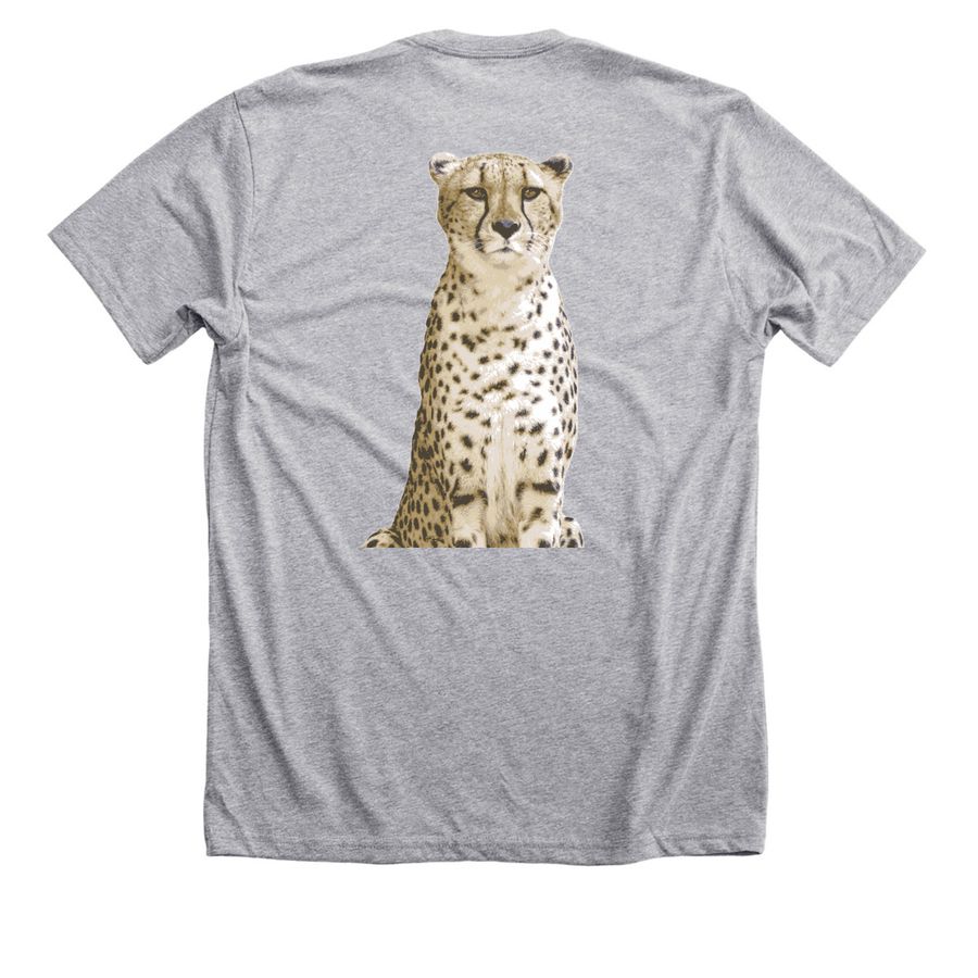 2024 SAFE CHEETAH Option 1, a Athletic Heather Premium Unisex Tee (back-view)