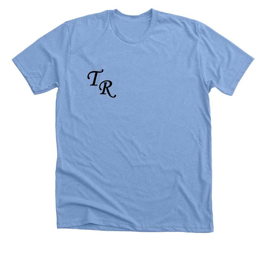 TR Black letter Wagner Back, a Heather Carolina Blue Premium Unisex Tee