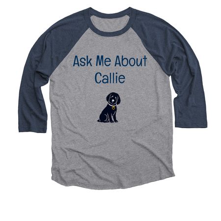 Let's Talk About Callie, a Vintage Navy and Premium Heather 3/4 Sleeve Baseball Tee