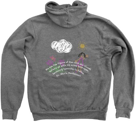 Beckoning Humanity to follow, a Deep Heather Zip Up Hoodie (back-view)